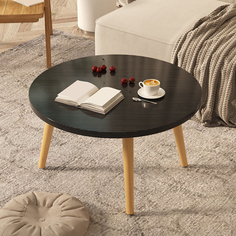 Modern Round Wooden 4 Legs Coffee Table Beige/Black/White Cocktail Table Black Clearhalo 'Coffee & Accent Tables' 'Coffee Tables' 'coffee_tables' 'furn' 'furn_coffee_tables' 'Furniture' 'Living Room Furniture' 5149637