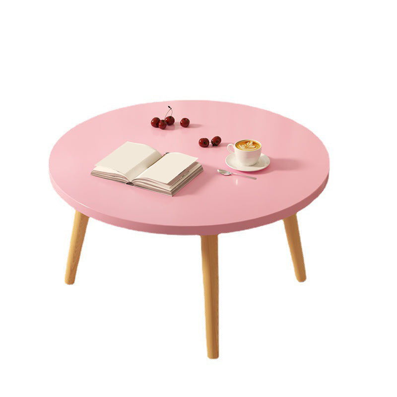 Modern Round Wooden 4 Legs Coffee Table Beige/Black/White Cocktail Table Clearhalo 'Coffee & Accent Tables' 'Coffee Tables' 'coffee_tables' 'furn' 'furn_coffee_tables' 'Furniture' 'Living Room Furniture' 5149638