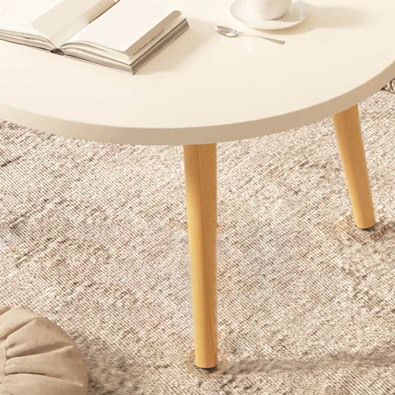Modern Round Wooden 4 Legs Coffee Table Beige/Black/White Cocktail Table Clearhalo 'Coffee & Accent Tables' 'Coffee Tables' 'coffee_tables' 'furn' 'furn_coffee_tables' 'Furniture' 'Living Room Furniture' 5149639