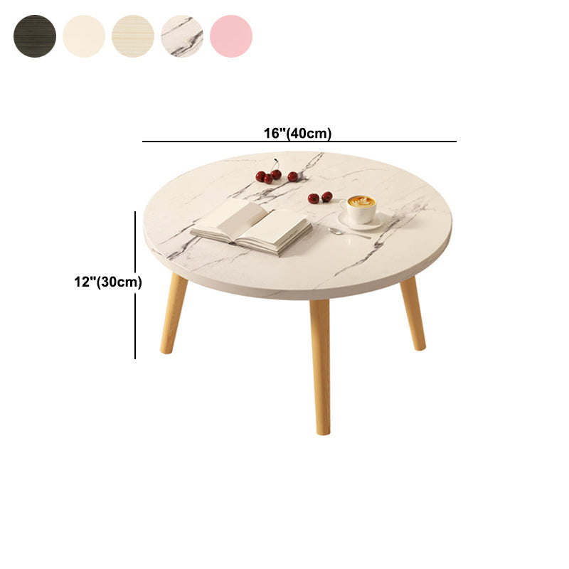 Modern Round Wooden 4 Legs Coffee Table Beige/Black/White Cocktail Table Clearhalo 'Coffee & Accent Tables' 'Coffee Tables' 'coffee_tables' 'furn' 'furn_coffee_tables' 'Furniture' 'Living Room Furniture' 5149641