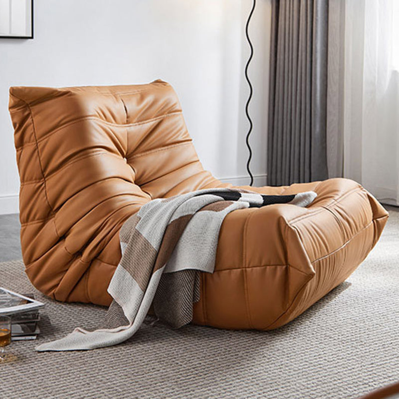 Faux Leather Ergonomic Accent Chair Tufted Back Armless Chair