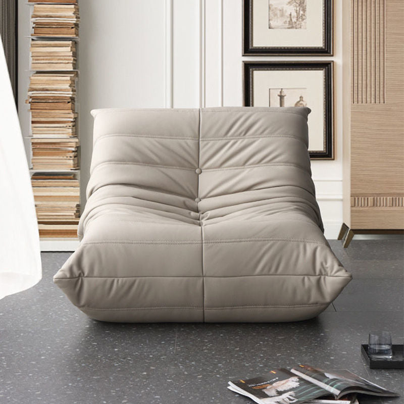 Faux Leather Ergonomic Accent Chair Tufted Back Armless Chair