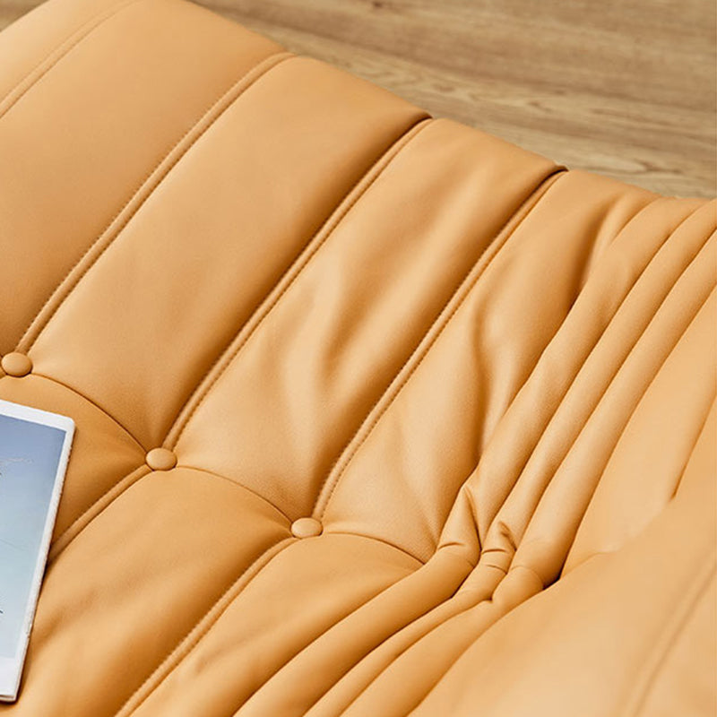 Faux Leather Ergonomic Accent Chair Tufted Back Armless Chair