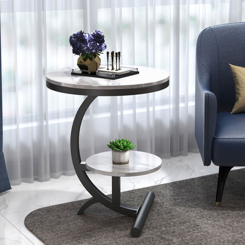 23,6 "großer Metall C Seitisch Modern Moderner rund schwarz/weißer Marmorendtisch