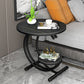 Modern Metal Black/Gold C Side Table Slate Round End Table with Storage