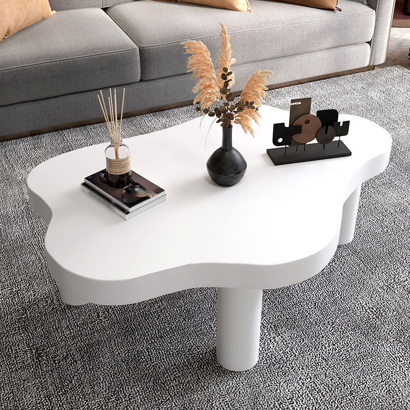 Modern Style 3 Legs Cocktail Table Solid Wood Free Shape Coffee Table White Clearhalo 'Coffee & Accent Tables' 'End & Side Tables' 'end_side_tables' 'furn' 'furn_end_side_tables' 'Furniture' 'Living Room Furniture' 5149906