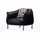 Solid Color Living Room Leather Arms Included with Goldtone Legs Barrel Chair Black Faux Leather Clearhalo 'Accent Chairs' 'accent_chairs' 'Chairs & Seating' 'furn' 'furn_accent_chairs' 'Furniture' 'Living Room Furniture' 5149915