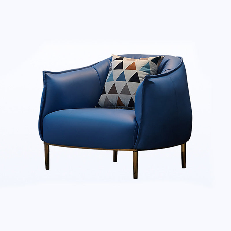 Solid Color Living Room Leather Arms Included with Goldtone Legs Barrel Chair Clearhalo 'Accent Chairs' 'accent_chairs' 'Chairs & Seating' 'furn' 'furn_accent_chairs' 'Furniture' 'Living Room Furniture' 5149919