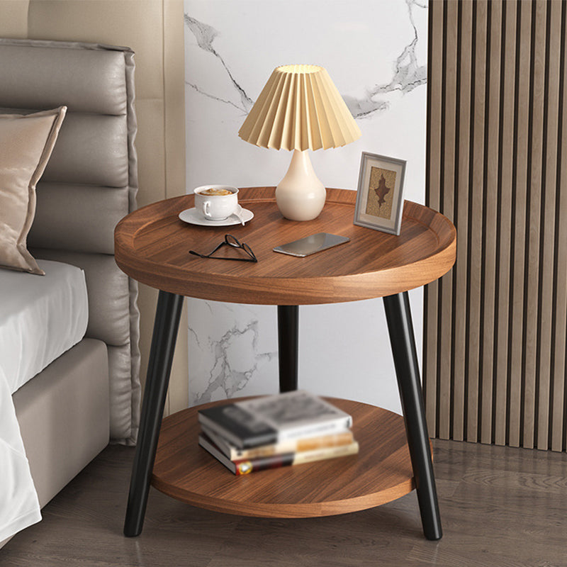 3脚カクテルテーブル人工材のクルミ/黒/白い丸いコーヒーテーブル
