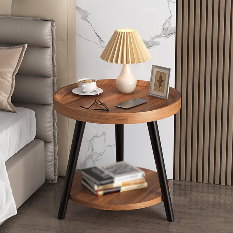 3脚カクテルテーブル人工材のクルミ/黒/白い丸いコーヒーテーブル