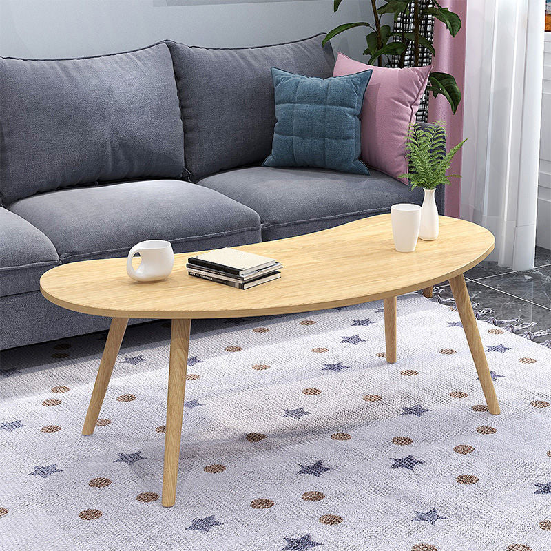 15.7"H Modern 4 Legs Wood Base White/Pink/Natural Irregular Top Coffee Table Clearhalo 'Coffee & Accent Tables' 'Coffee Tables' 'coffee_tables' 'furn' 'furn_coffee_tables' 'Furniture' 'Living Room Furniture' 5150073