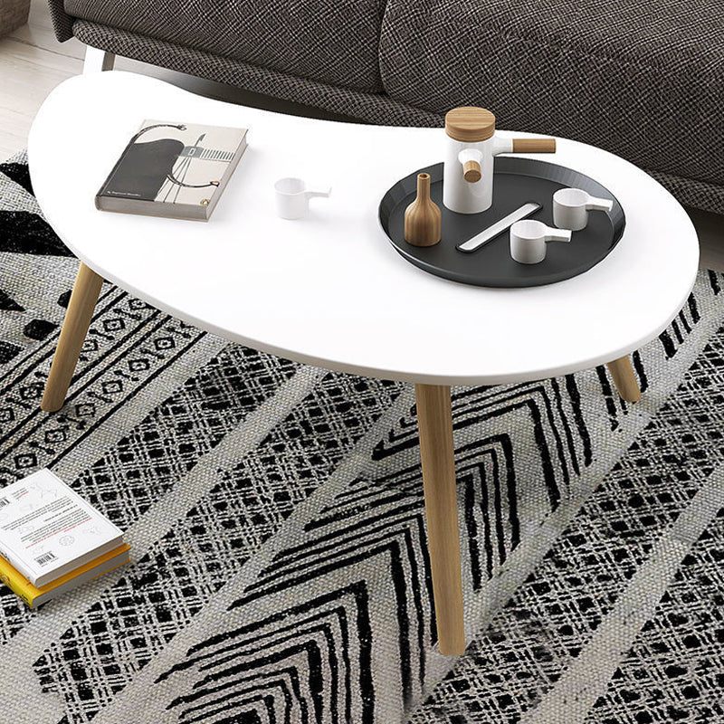 15.7"H Modern 4 Legs Wood Base White/Pink/Natural Irregular Top Coffee Table 24"L x 16"W x 12.5"H White Clearhalo 'Coffee & Accent Tables' 'Coffee Tables' 'coffee_tables' 'furn' 'furn_coffee_tables' 'Furniture' 'Living Room Furniture' 5150074