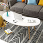 15.7"H Modern 4 Legs Wood Base White/Pink/Natural Irregular Top Coffee Table Clearhalo 'Coffee & Accent Tables' 'Coffee Tables' 'coffee_tables' 'furn' 'furn_coffee_tables' 'Furniture' 'Living Room Furniture' 5150076
