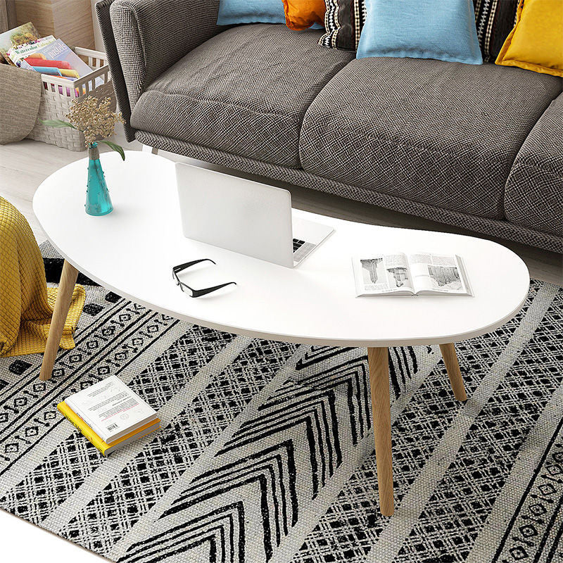 15.7"H Modern 4 Legs Wood Base White/Pink/Natural Irregular Top Coffee Table Clearhalo 'Coffee & Accent Tables' 'Coffee Tables' 'coffee_tables' 'furn' 'furn_coffee_tables' 'Furniture' 'Living Room Furniture' 5150076
