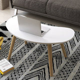 15.7"H Modern 4 Legs Wood Base White/Pink/Natural Irregular Top Coffee Table