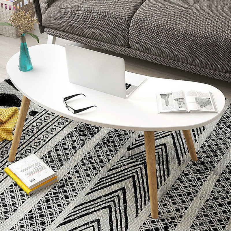 15.7"H Modern 4 Legs Wood Base White/Pink/Natural Irregular Top Coffee Table 29.5"L x 14.5"W x 16.5"H White Clearhalo 'Coffee & Accent Tables' 'Coffee Tables' 'coffee_tables' 'furn' 'furn_coffee_tables' 'Furniture' 'Living Room Furniture' 5150078