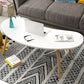 15.7"H Modern 4 Legs Wood Base White/Pink/Natural Irregular Top Coffee Table 45"L x 22"W x 16.5"H White Clearhalo 'Coffee & Accent Tables' 'Coffee Tables' 'coffee_tables' 'furn' 'furn_coffee_tables' 'Furniture' 'Living Room Furniture' 5150080