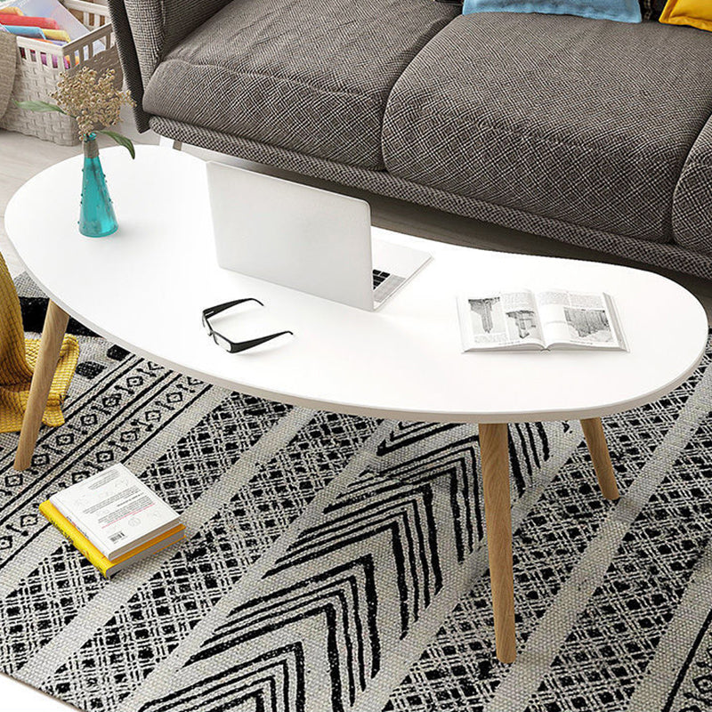 15.7"H Modern 4 Legs Wood Base White/Pink/Natural Irregular Top Coffee Table 45"L x 22"W x 16.5"H White Clearhalo 'Coffee & Accent Tables' 'Coffee Tables' 'coffee_tables' 'furn' 'furn_coffee_tables' 'Furniture' 'Living Room Furniture' 5150080