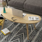 15.7"H Modern 4 Legs Wood Base White/Pink/Natural Irregular Top Coffee Table 29.5"L x 14.5"W x 16.5"H Natural Clearhalo 'Coffee & Accent Tables' 'Coffee Tables' 'coffee_tables' 'furn' 'furn_coffee_tables' 'Furniture' 'Living Room Furniture' 5150081