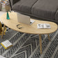 15.7"H Modern 4 Legs Wood Base White/Pink/Natural Irregular Top Coffee Table 45"L x 22"W x 16.5"H Natural Clearhalo 'Coffee & Accent Tables' 'Coffee Tables' 'coffee_tables' 'furn' 'furn_coffee_tables' 'Furniture' 'Living Room Furniture' 5150083