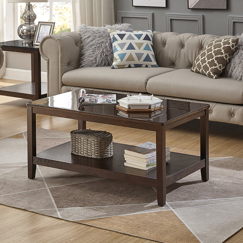 Nordic Rectangular Coffee Table Shelf Included Wood Cocktail Table -19.7"