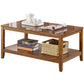 Nordic Rectangular Coffee Table Shelf Included Wood Cocktail Table -19.7"