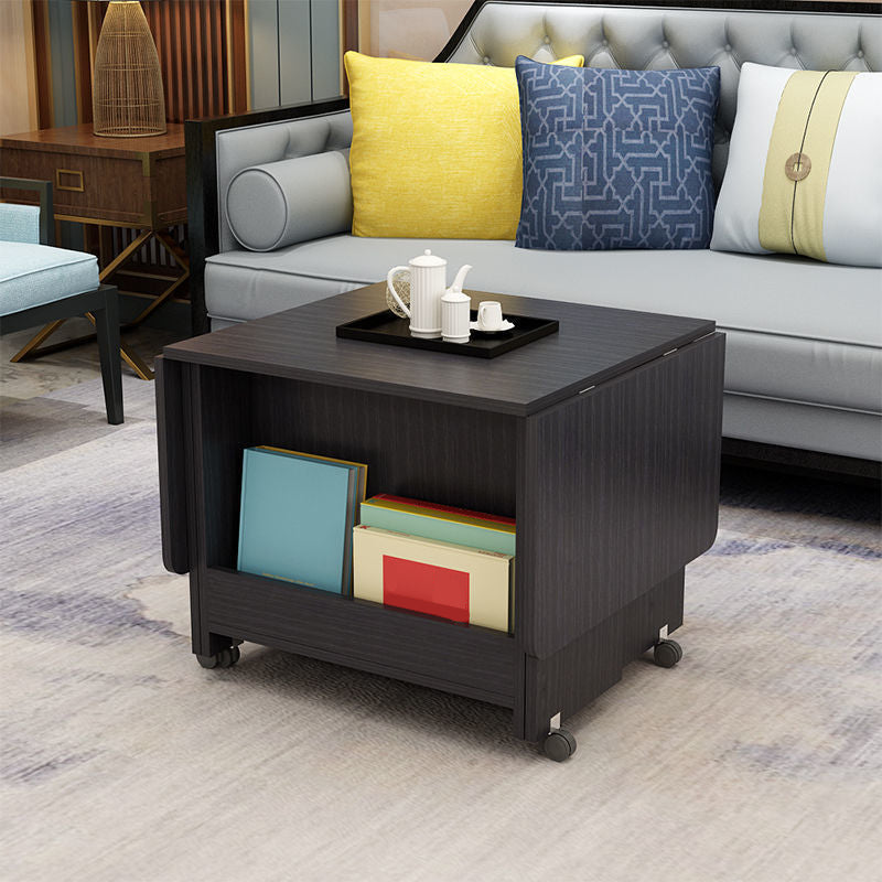 Rectangular Coffee Table Wooden Folding Cocktail Table with Casters Black Clearhalo 'Coffee & Accent Tables' 'Coffee Tables' 'coffee_tables' 'furn' 'furn_coffee_tables' 'Furniture' 'Living Room Furniture' 5150237