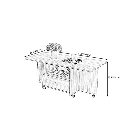 Rectangular Coffee Table Wooden Folding Cocktail Table with Casters