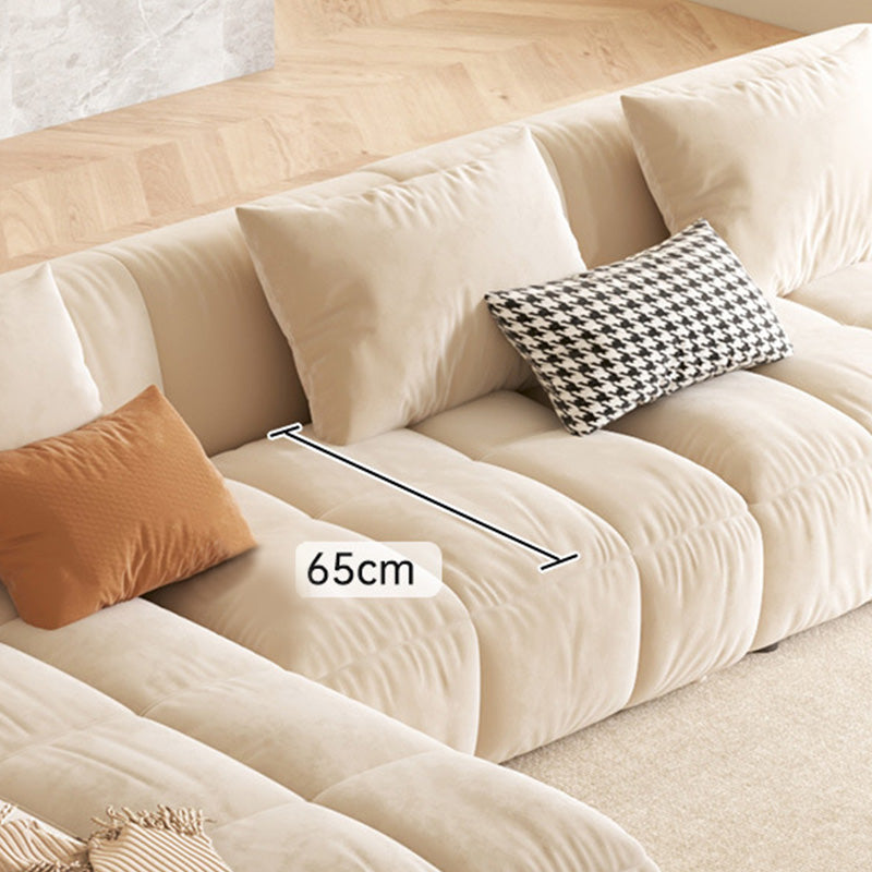 L-Shape Velvet Sectional with Recessed Arm and Pillow Back for Apartment Clearhalo 'furn' 'furn_sectionals' 'Furniture' 'Living Room Furniture' 'Sectionals' 5150289