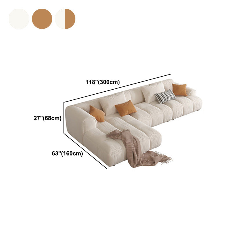 L-Shape Velvet Sectional with Recessed Arm and Pillow Back for Apartment Clearhalo 'furn' 'furn_sectionals' 'Furniture' 'Living Room Furniture' 'Sectionals' 5150311