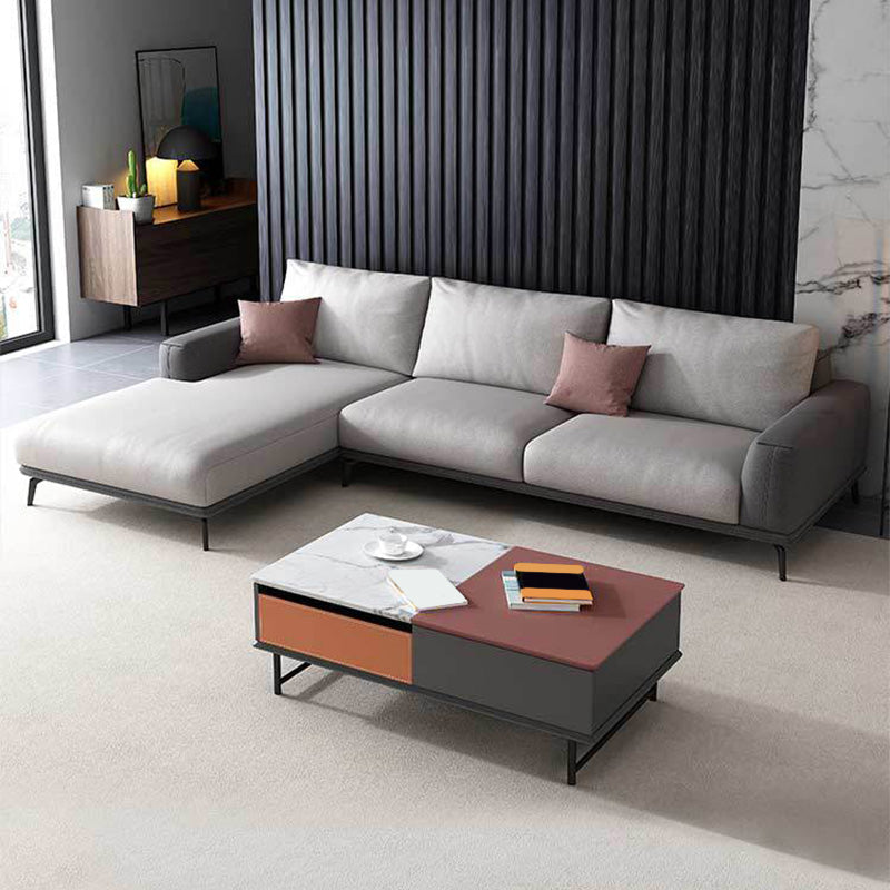Sezionali posteriori del cuscino in pelle finto/divano con braccio quadrato per soggiorno