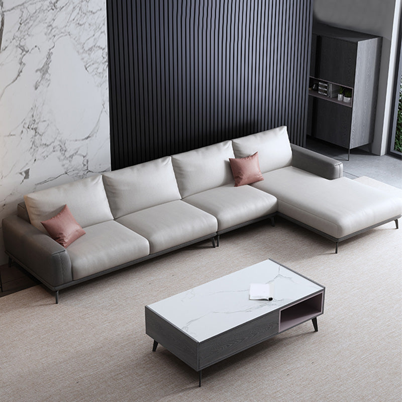 Sezionali posteriori del cuscino in pelle finto/divano con braccio quadrato per soggiorno
