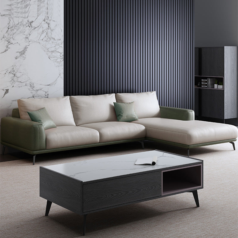 Sezionali posteriori del cuscino in pelle finto/divano con braccio quadrato per soggiorno