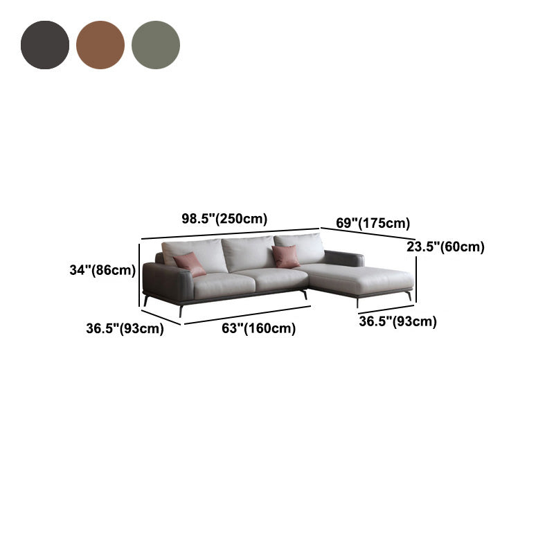 Sezionali posteriori del cuscino in pelle finto/divano con braccio quadrato per soggiorno