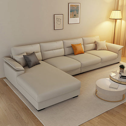 Contemporary L-Shape Sofa Furniture Sectionals for Four People Beige Left Clearhalo 'furn' 'furn_sectionals' 'Furniture' 'Living Room Furniture' 'Sectionals' 5150389