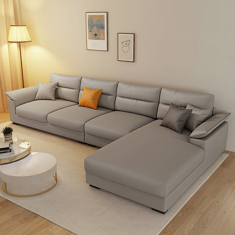 Contemporary L-Shape Sofa Furniture Sectionals for Four People Gray Right Clearhalo 'furn' 'furn_sectionals' 'Furniture' 'Living Room Furniture' 'Sectionals' 5150391