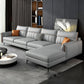 Faux Leather Stain-Resistant Sectional with Pillow Back for Four People Light Gray Right Clearhalo 'furn' 'furn_sectionals' 'Furniture' 'Living Room Furniture' 'Sectionals' 5150466