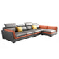 Faux Leather Sectional with Flared Arm for Four People 133.86" Wide