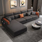 Pillow Arms Sectional Contemporary Stain-Resistant Faux Leather 4-Seater Sofa