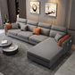 Pillow Arms Sectional Contemporary Stain-Resistant Faux Leather 4-Seater Sofa
