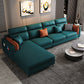 Pillow Arms Sectional Contemporary Stain-Resistant Faux Leather 4-Seater Sofa