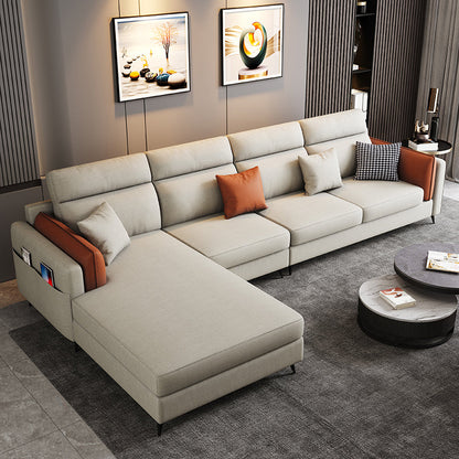 Pillow Arms Sectional Contemporary Stain-Resistant Faux Leather 4-Seater Sofa