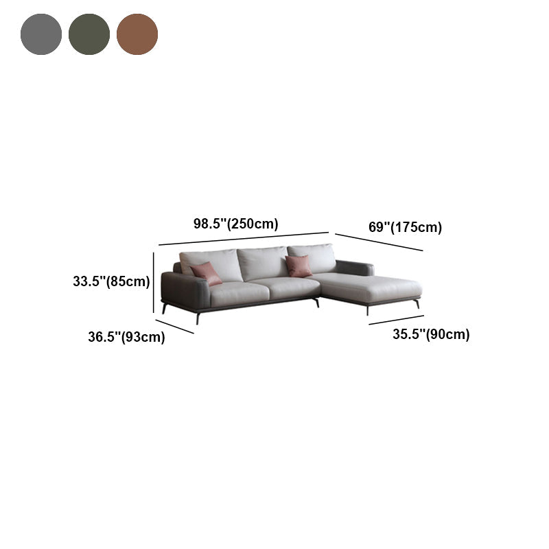 Sezionali in pelle finto/divano con braccio quadrato per soggiorno