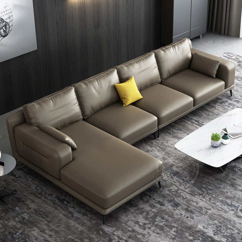 Gorgeous Style Sectional with Pillow Back Grey/beige/black Latex Padded Sofa