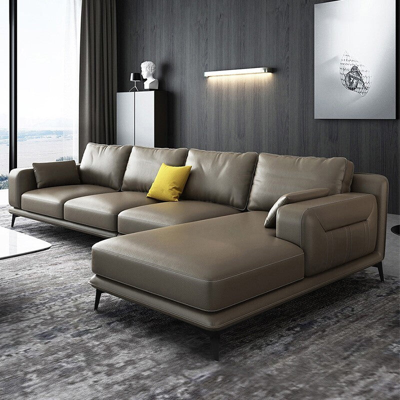 Gorgeous Style Sectional with Pillow Back Grey/beige/black Latex Padded Sofa
