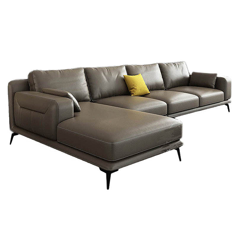 Gorgeous Style Sectional with Pillow Back Grey/beige/black Latex Padded Sofa