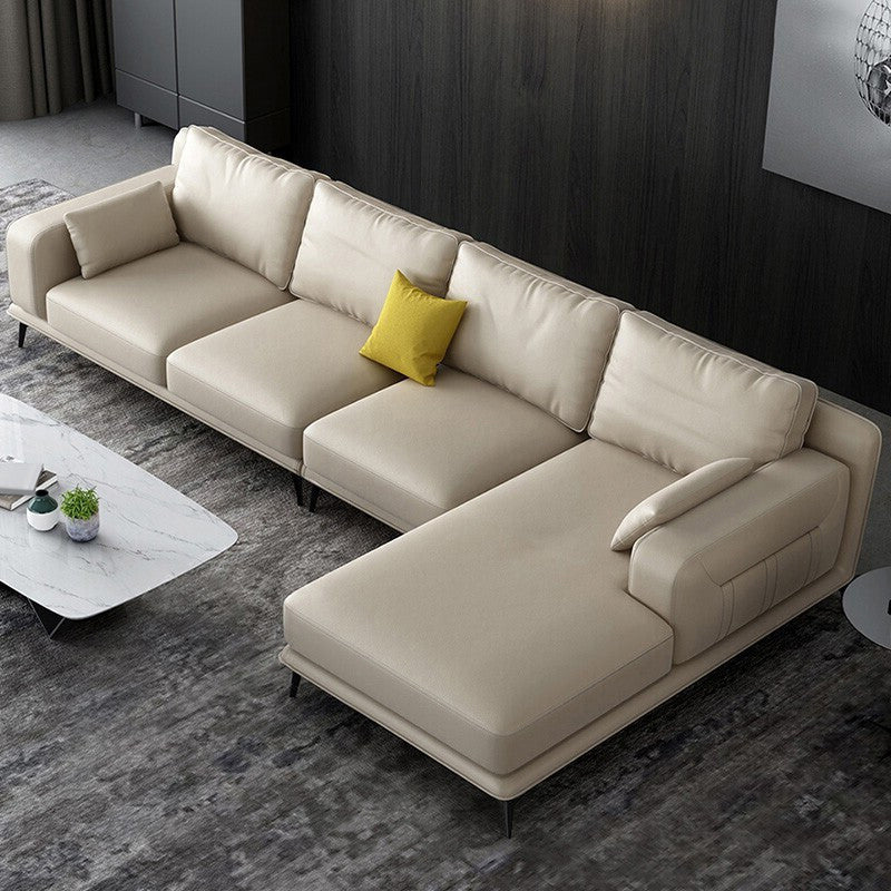 Gorgeous Style Sectional with Pillow Back Grey/beige/black Latex Padded Sofa