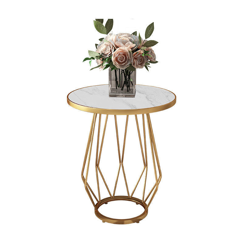 Modern Round Side Table 24.4-inch Gold/Black Metal Frame End Table Gold Shelves Not Included Clearhalo 'Coffee & Accent Tables' 'End & Side Tables' 'end_side_tables' 'furn' 'furn_end_side_tables' 'Furniture' 'Living Room Furniture' 5150741