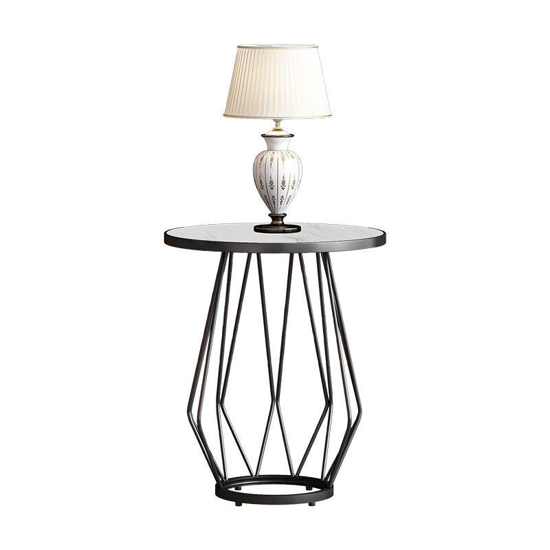 Modern Round Side Table 24.4-inch Gold/Black Metal Frame End Table Black White Shelves Not Included Clearhalo 'Coffee & Accent Tables' 'End & Side Tables' 'end_side_tables' 'furn' 'furn_end_side_tables' 'Furniture' 'Living Room Furniture' 5150749