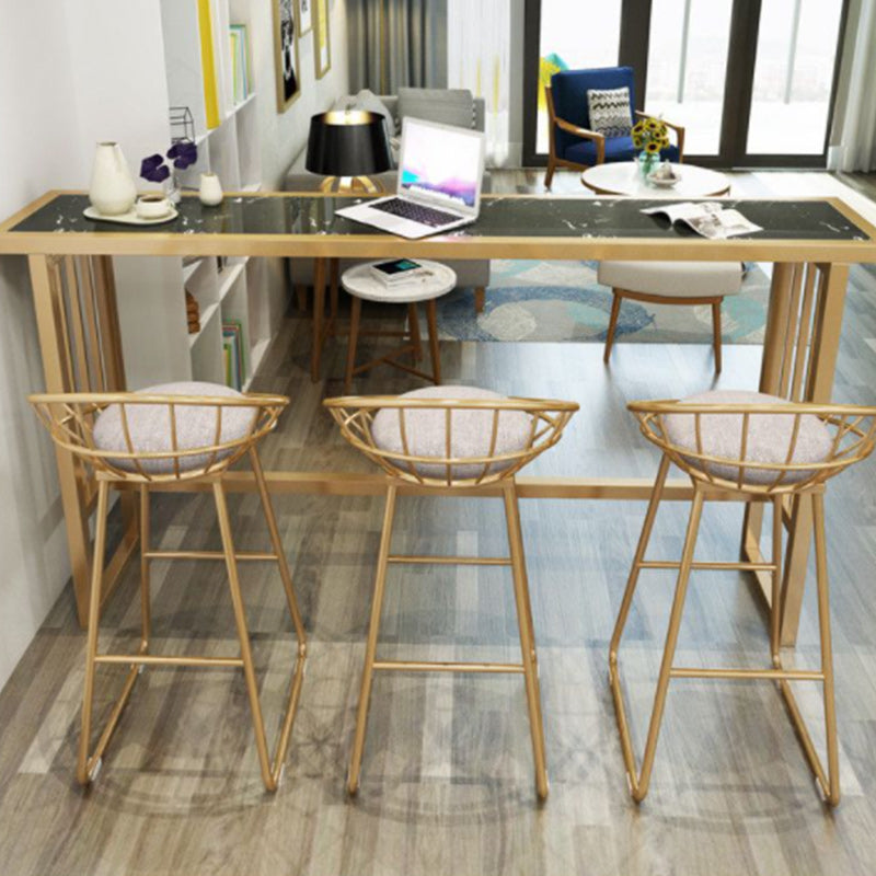 Stone Bar Dining Table Glam Rectangle Bar Table with Trestle Pedestal for Dining Room Cafe Black Without Chairs Clearhalo 'Bar Furniture' 'Bar Tables' 'bar_tables' 'furn' 'furn_bar_tables' 'Furniture' 'Kitchen & Dining Furniture' 5154095